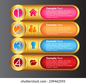 colorful modern text box template for website computer graphic and internet, numbers. gold