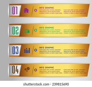 colorful modern text box template for website computer graphic and internet, numbers. gold