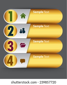 colorful modern text box template for website computer graphic and internet, numbers. gold