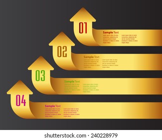 colorful modern text box template for website computer graphic and internet, numbers. gold