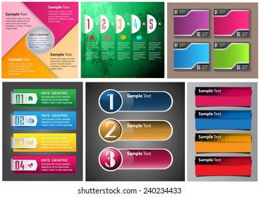colorful modern text box template for website computer graphic and internet, numbers. Set of color frames for text or quotes. brochure. many, various