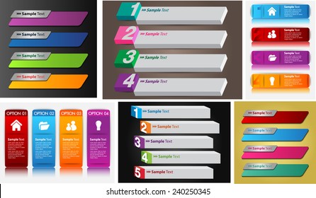 colorful modern text box template for website computer graphic and internet, numbers. Set of color frames for text or quotes. brochure. many, various