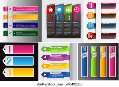 colorful modern text box template for website computer graphic and internet, numbers. Set of color frames for text or quotes. brochure. many, various