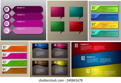 colorful modern text box template for website computer graphic and internet, numbers. Set of color frames for text or quotes. 