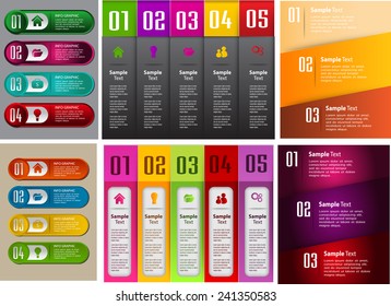 colorful modern text box template for website computer graphic and internet, numbers. Set of color frames for text or quotes. brochure. many, various