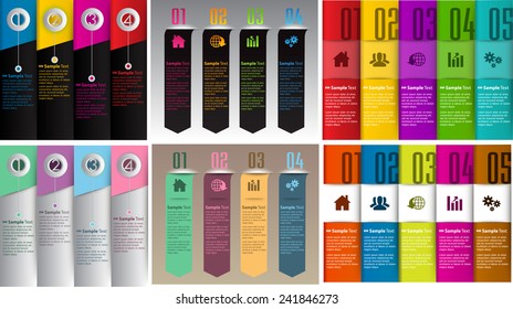 colorful modern text box template for website computer graphic technology and internet, numbers. Set of color frames for text or quotes. brochure. many, various