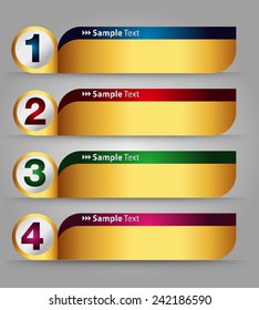 colorful modern text box template for website computer graphic and internet, numbers. gold