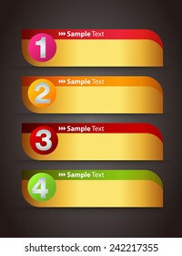 colorful modern text box template for website computer graphic and internet, numbers. gold