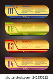 colorful modern text box template for website computer graphic and internet, numbers. gold