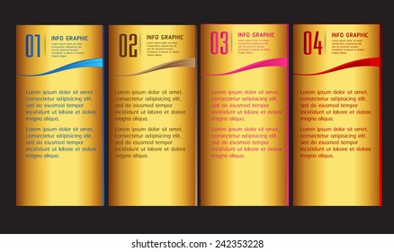 colorful modern text box template for website computer graphic and internet, numbers. gold