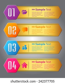 colorful modern text box template for website computer graphic and internet, numbers. gold