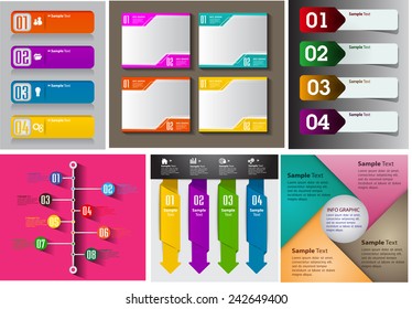 colorful modern text box template for website computer graphic and internet, numbers. Set of color frames for text or quotes. brochure. many, various