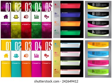 colorful modern text box template for website computer graphic and internet, numbers. Set of color frames for text or quotes. brochure. many, various