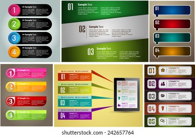 colorful modern text box template for website computer graphic and internet, numbers. Set of color frames for text or quotes. brochure. many, various