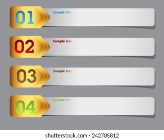 colorful modern text box template for website computer graphic technology and internet, numbers. gold