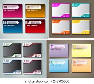 colorful modern text box template for website computer graphic technology and internet, numbers. Set of color frames for text or quotes. brochure. many, various