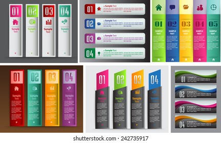 colorful modern text box template for website computer graphic technology and internet, numbers. Set of color frames for text or quotes. brochure. many, various