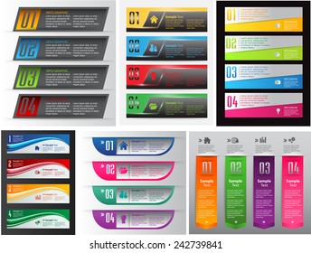 colorful modern text box template for website computer graphic technology and internet, numbers. Set of color frames for text or quotes. brochure. many, various
