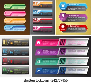 colorful modern text box template for website computer graphic technology and internet, numbers. Set of color frames for text or quotes. brochure. many, various