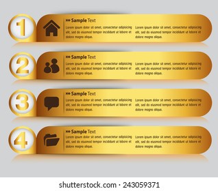 colorful modern text box template for website computer graphic and internet, numbers. gold