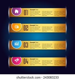 colorful modern text box template for website computer graphic and internet, numbers. gold