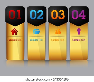 colorful modern text box template for website computer graphic and internet, numbers. gold