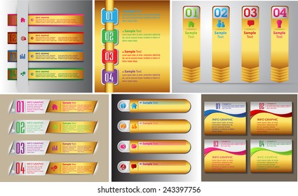 colorful modern text box template for website computer graphic and internet, numbers. Set of color frames for text or quotes. brochure. many, various. gold