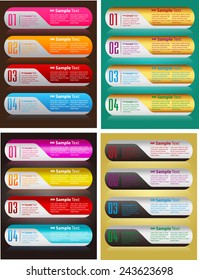 modelo de caixa de texto moderno colorido para o computador do site gráfico e internet, números. Conjunto de quadros de cores para texto ou aspas. brochura. muitos, vários