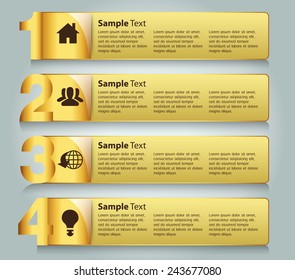colorful modern text box template for website computer graphic technology and internet, numbers. gold