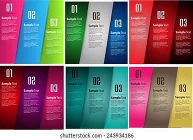 colorful modern text box template for website computer graphic and internet, numbers. Set of color frames for text or quotes. brochure. many, various