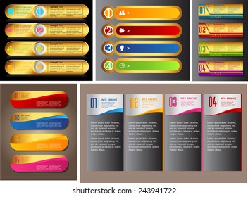 colorful modern text box template for website computer graphic and internet, numbers. Set of color frames for text or quotes. brochure. many, various. gold