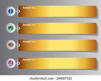 colorful modern text box template for website computer graphic technology and internet, numbers. gold