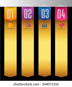 colorful modern text box template for website computer graphic technology and internet, numbers. gold