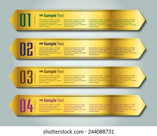 colorful modern text box template for website computer graphic technology and internet, numbers. gold