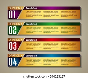 colorful modern text box template for website computer graphic technology and internet, numbers. gold