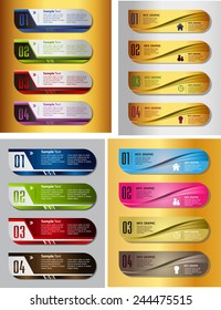 colorful modern text box template for website computer graphic and internet, numbers. Set of color frames for text or quotes. brochure. many. various. gold