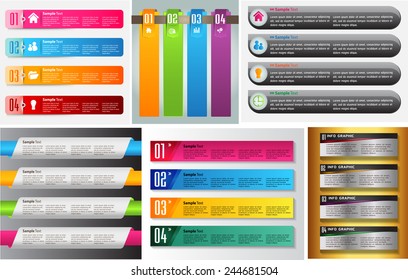 colorful modern text box template for website computer graphic technology and internet, numbers. Set of color frames for text or quotes. brochure. many, various