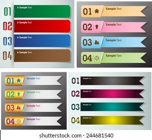 colorful modern text box template for website computer graphic technology and internet, numbers. Set of color frames for text or quotes. brochure. many, various