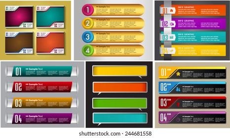 colorful modern text box template for website computer graphic technology and internet, numbers. Set of color frames for text or quotes. brochure. many, various