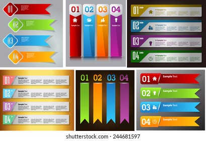 colorful modern text box template for website computer graphic technology and internet, numbers. Set of color frames for text or quotes. brochure. many, various