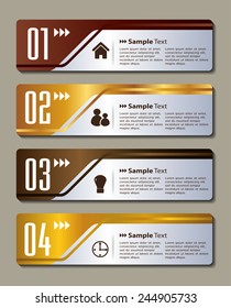 colorful modern text box template for website computer graphic technology and internet, numbers. Bronze,glitter, silver, gold
