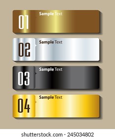 colorful modern text box template for website computer graphic technology and internet, numbers. Bronze, glitter, silver