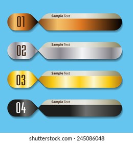 colorful modern text box template for website computer graphic technology and internet, numbers.Bronze,silver. gold