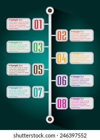 colorful modern text box template for website computer graphic technology and internet, numbers. time line