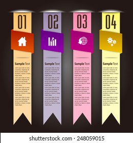 colorful modern text box template for website computer graphic and internet, numbers. ribbon
