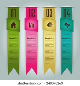 colorful modern text box template for website computer graphic and internet, numbers. ribbon