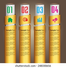 colorful modern text box template for website computer graphic and internet, numbers. gold
