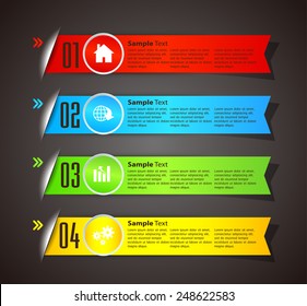 colorful modern text box template for website computer graphic and internet, numbers. ribbon