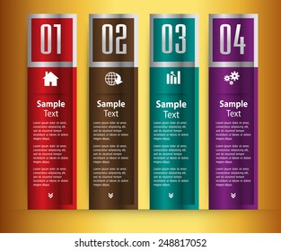 colorful modern text box template for website computer graphic and internet, numbers. gold