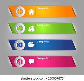 colorful modern text box template for website computer graphic technology and internet, numbers. ribbon